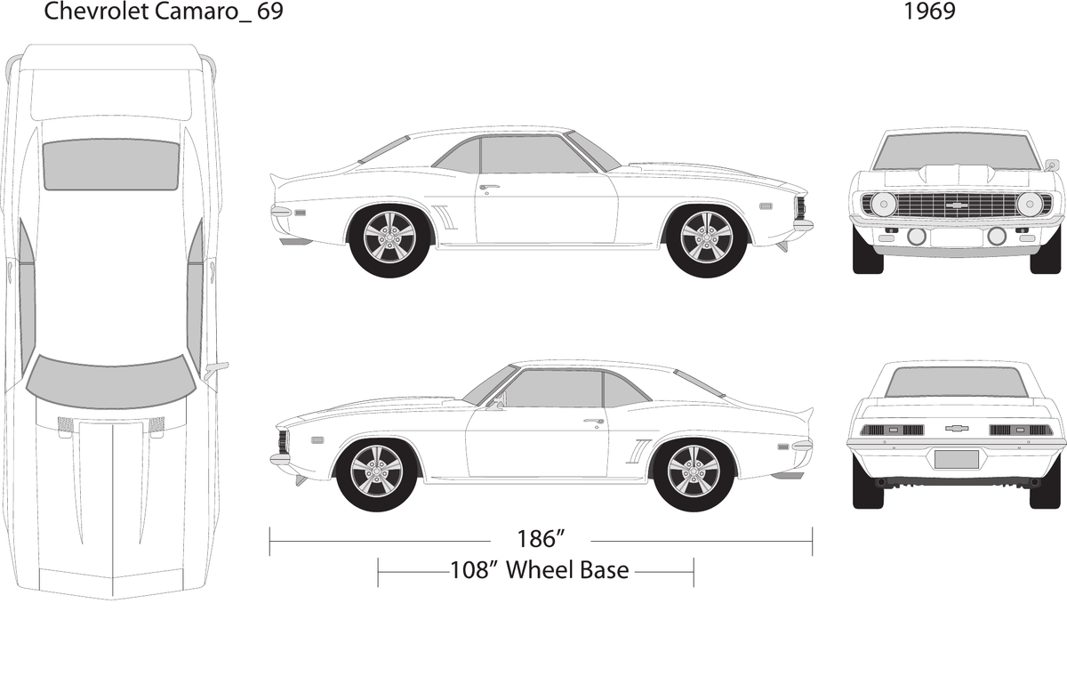1969 Chevy Camaro vector wrap template, Design-Ready PDF - GravBase