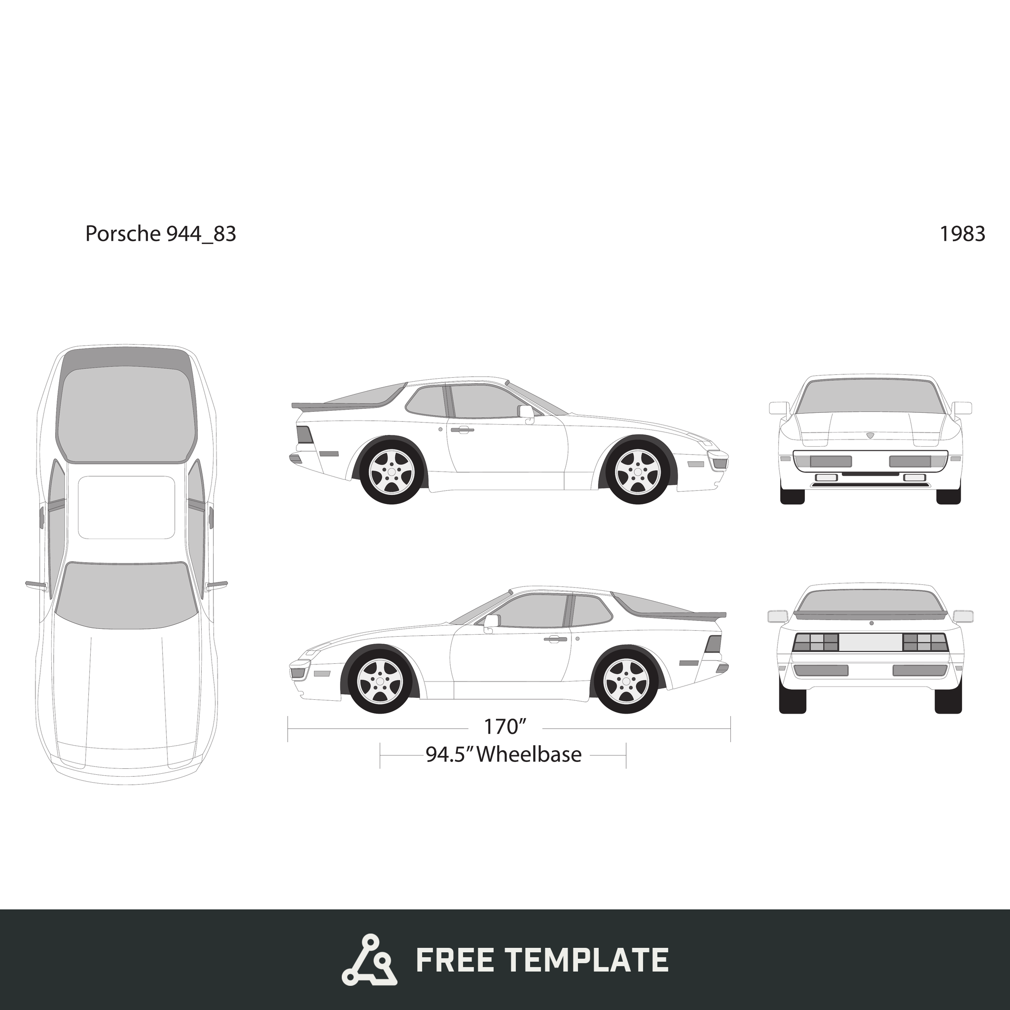 Free 1983 Porsche 944 Vector Wrap Template | GravBase