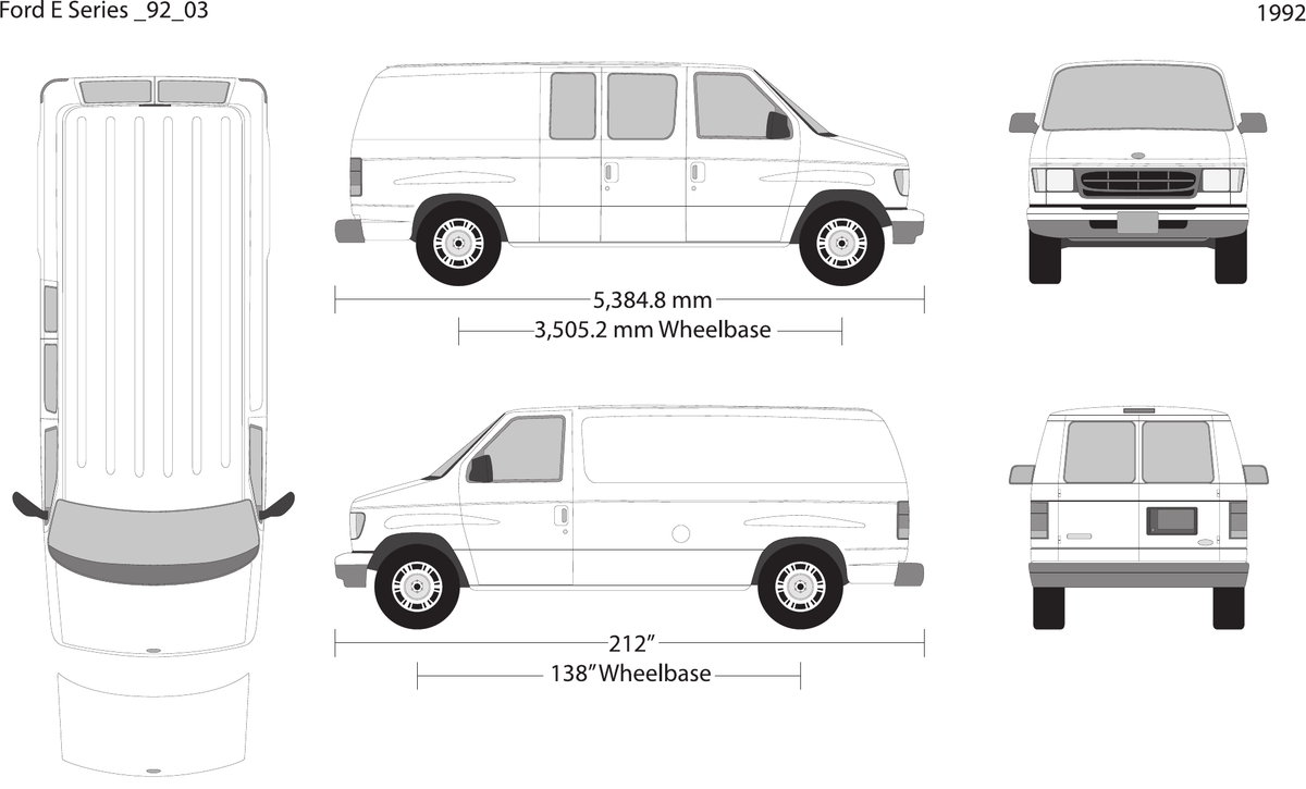1992 Ford E Series vector wrap template V03, Design-Ready PDF - GravBase