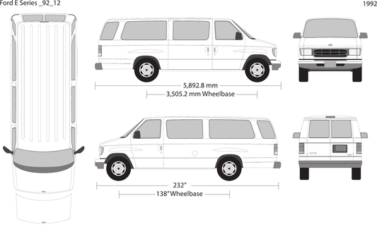 1992 Ford E Series Vector Wrap Template - GravBase