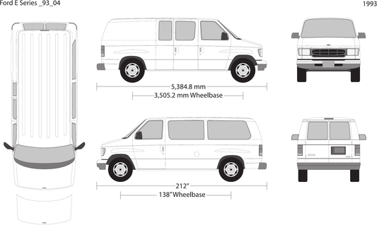 1993 Ford E Series Vector Wrap Template - GravBase