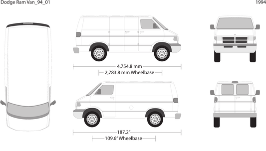 1994 Dodge Ram Van Vector Wrap Template - GravBase
