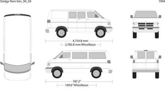 1994 Dodge Ram Van vector wrap template V03, Design-Ready PDF - GravBase