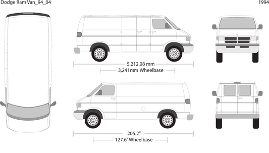 1994 Dodge Ram Van Vector Wrap Template - GravBase