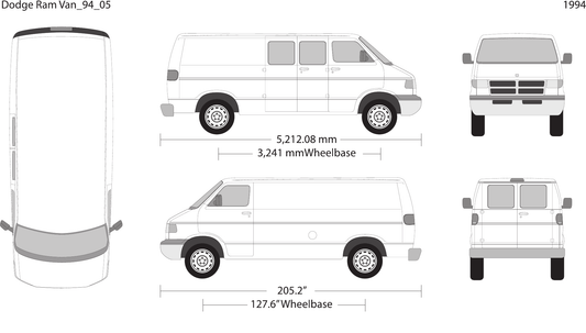 1994 Dodge Ram Van Vector Wrap Template - GravBase