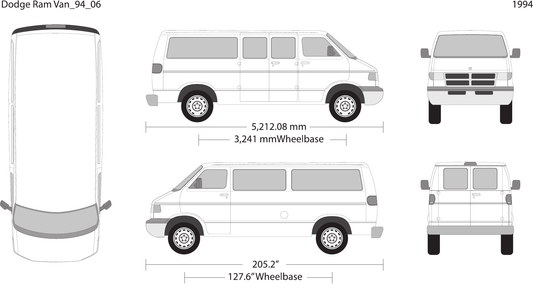 1994 Dodge Ram Van Vector Wrap Template - GravBase