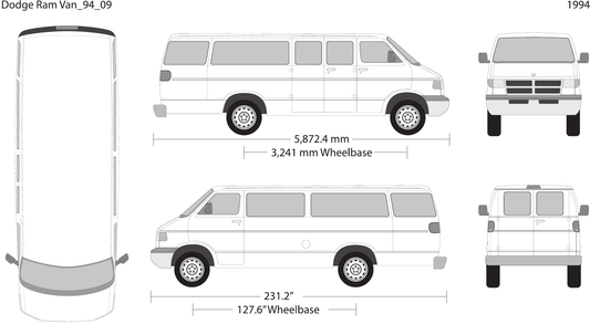 1994 Dodge Ram Van vector wrap template V09, Design-Ready PDF - GravBase