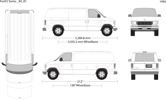 1994 Ford E Series vector wrap template V01, Design-Ready PDF - GravBase