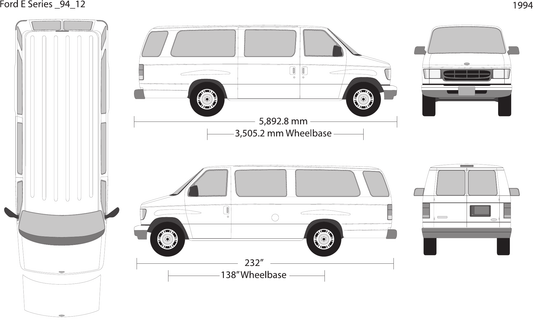 1994 Ford E Series vector wrap template V12, Design-Ready PDF - GravBase