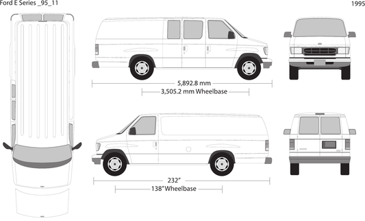 1995 Ford E Series Vector Wrap Template - GravBase