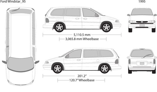 1995 Ford Windstar Vector Wrap Template - GravBase
