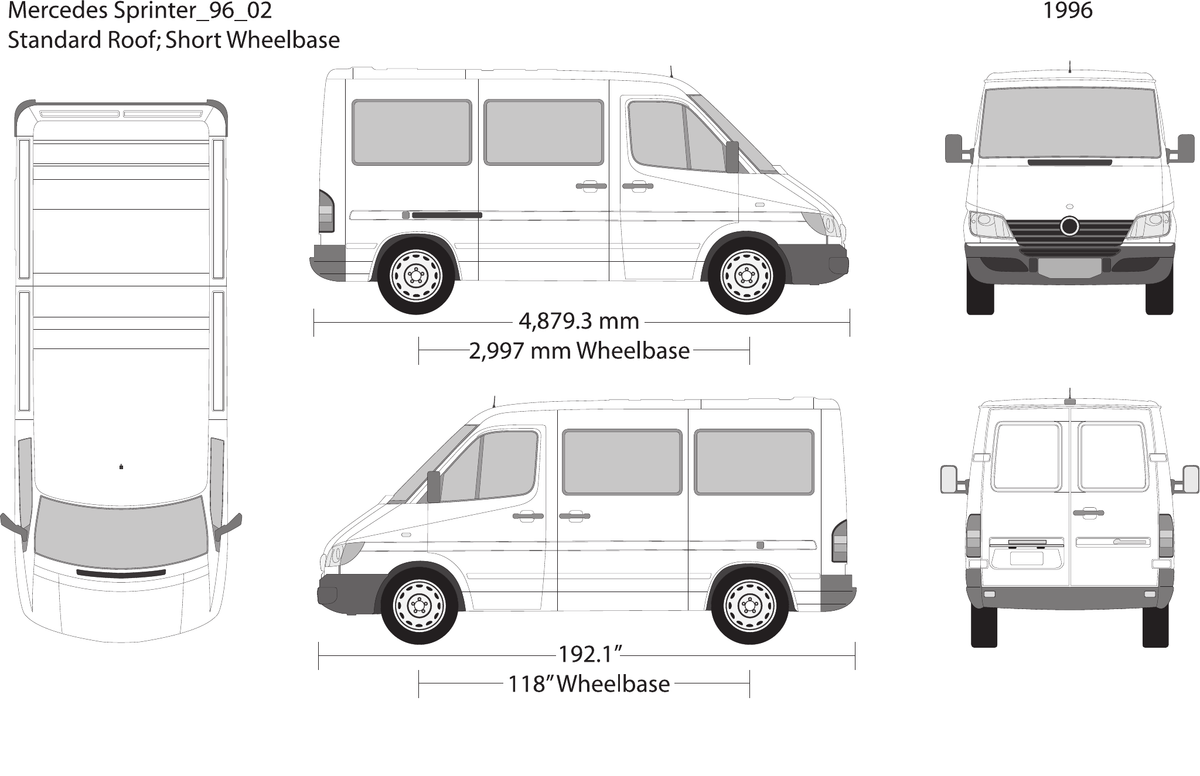 1996 Mercedes Sprinter Vector Wrap Template - GravBase