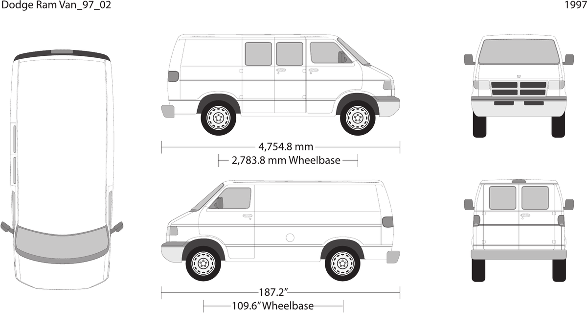 1997 Dodge Ram Van vector wrap template V02, Design-Ready PDF - GravBase