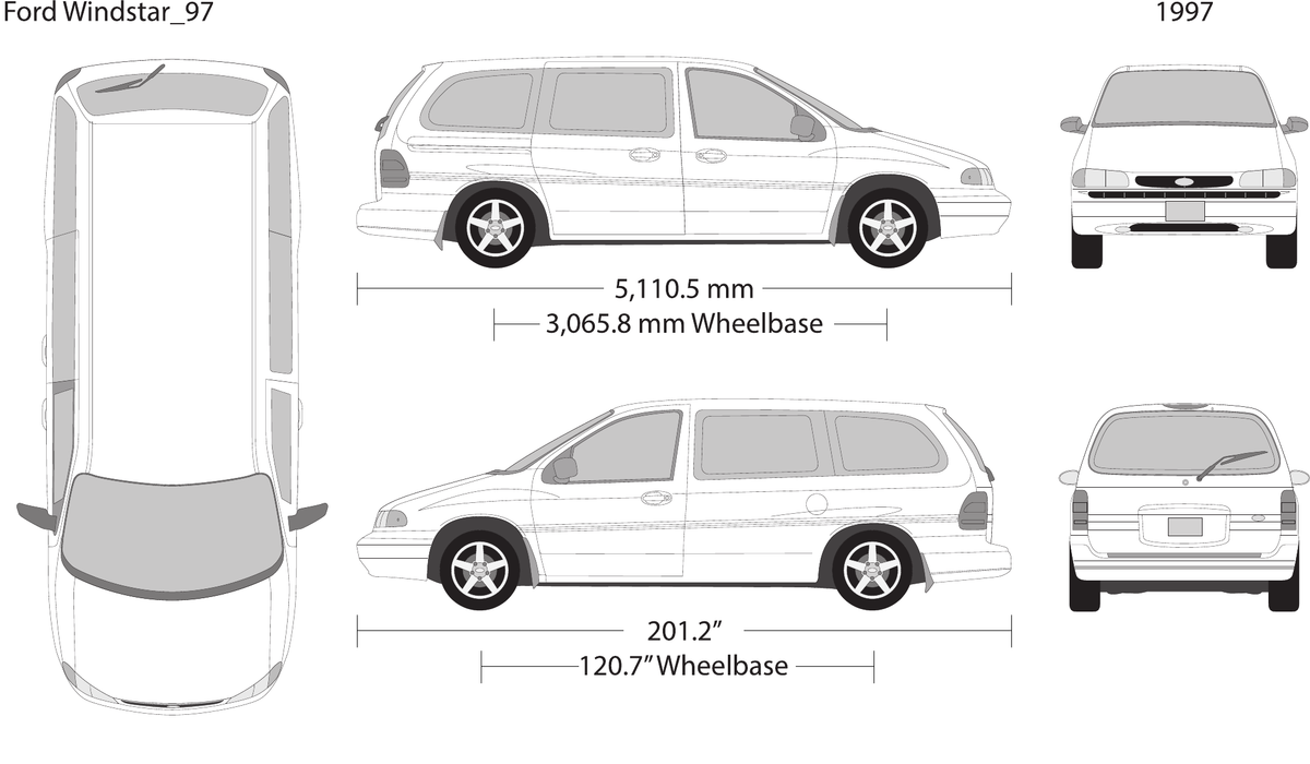 1997 Ford Windstar Vector Wrap Template - GravBase