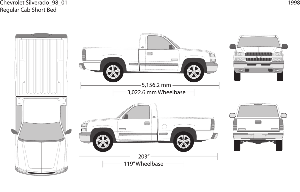 1998 Chevy Silverado 1500 Vector Wrap Template - GravBase
