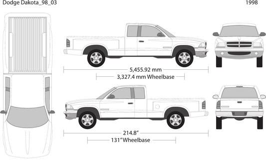 1998 Dodge Dakota Vector Wrap Template - GravBase