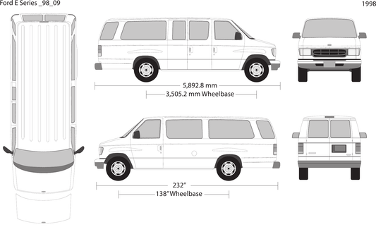 1998 Ford E Series Vector Wrap Template - GravBase