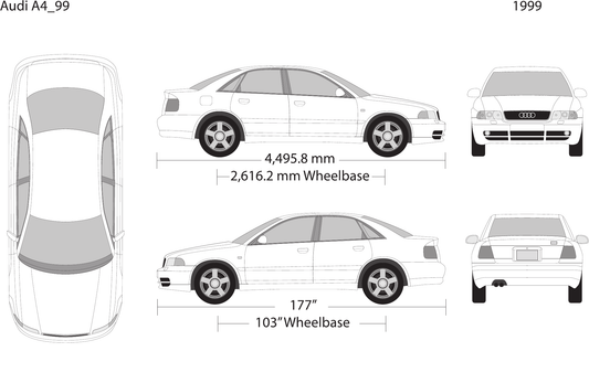 1999 Audi A4 vector wrap template, Design-Ready PDF - GravBase