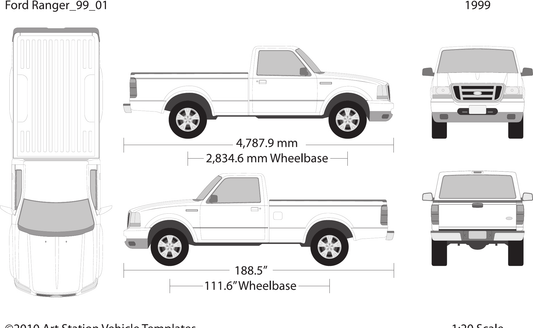 1999 Ford Ranger Vector Wrap Template - GravBase
