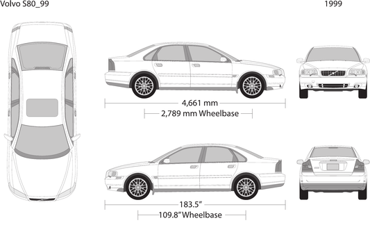 1999 Volvo Volvo S80 Vector Wrap Template - GravBase