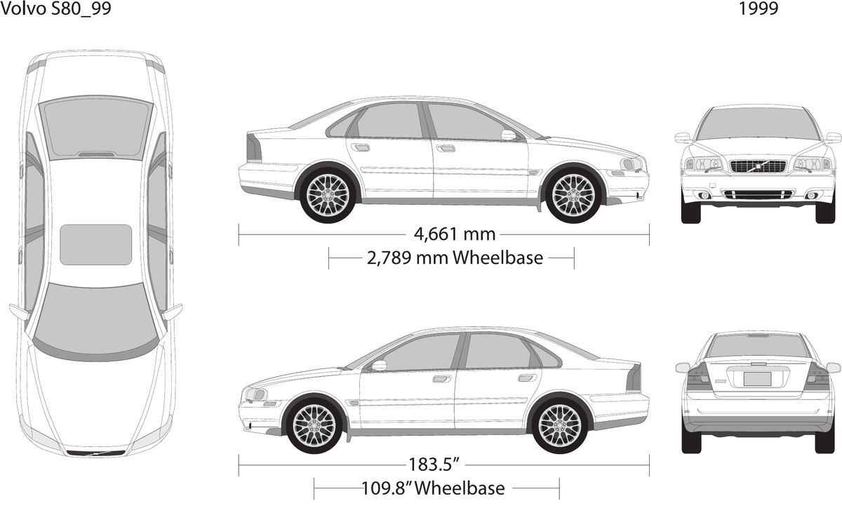 1999 Volvo S80 vector wrap template, Design-Ready PDF - GravBase