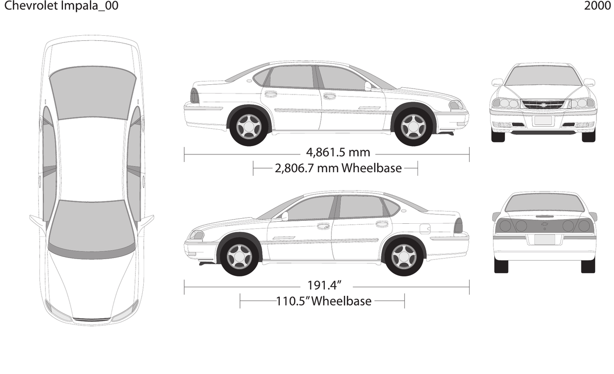 2000 Chevy Impala Vector Wrap Template - GravBase
