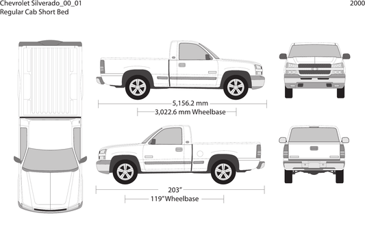 2000 Chevy Silverado 1500 Vector Wrap Template - GravBase