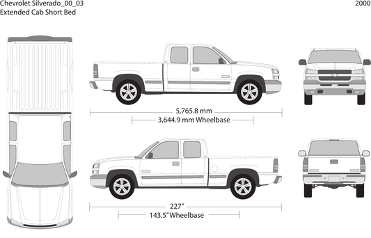2000 Chevy Silverado 1500 Vector Wrap Template - GravBase