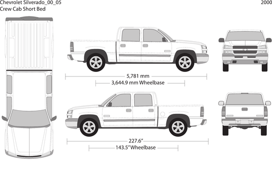 2000 Chevy Silverado 1500 Vector Wrap Template - GravBase