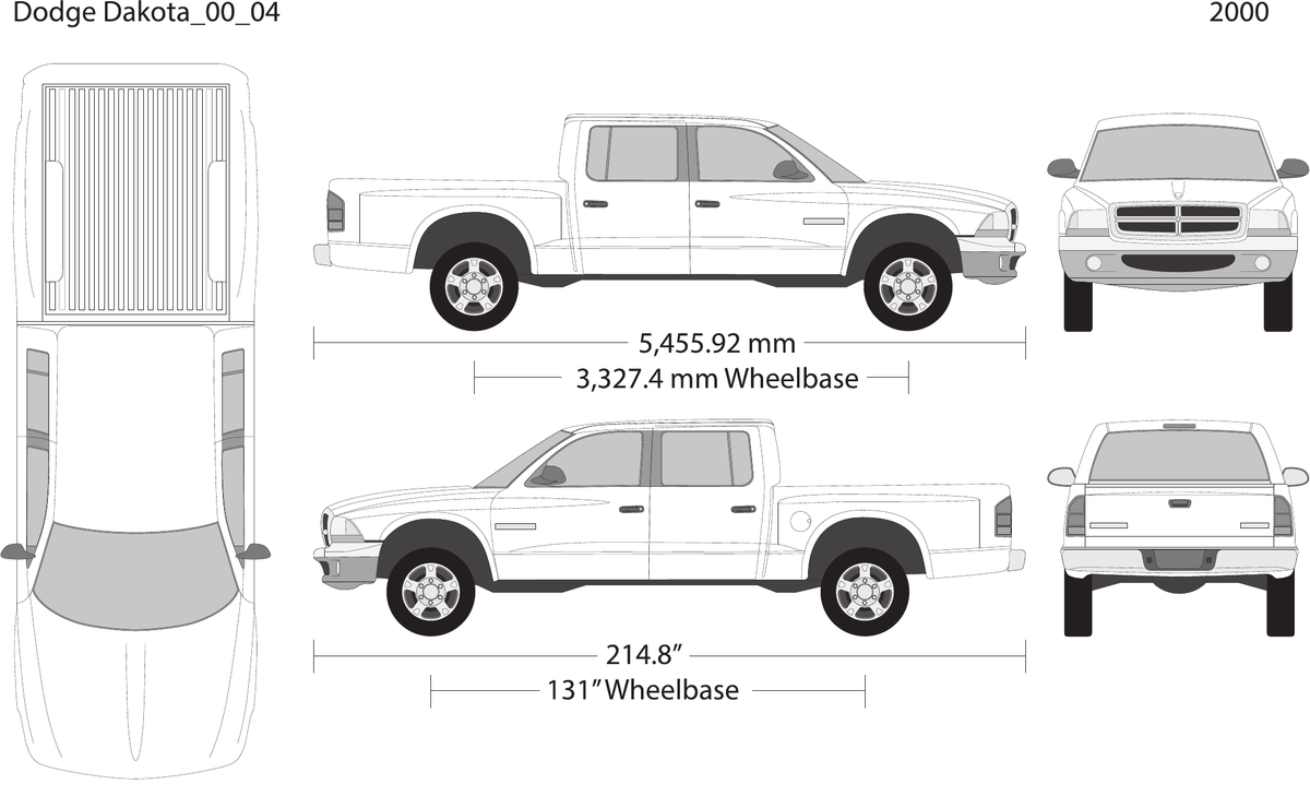 2000 Dodge Dakota Vector Wrap Template - GravBase