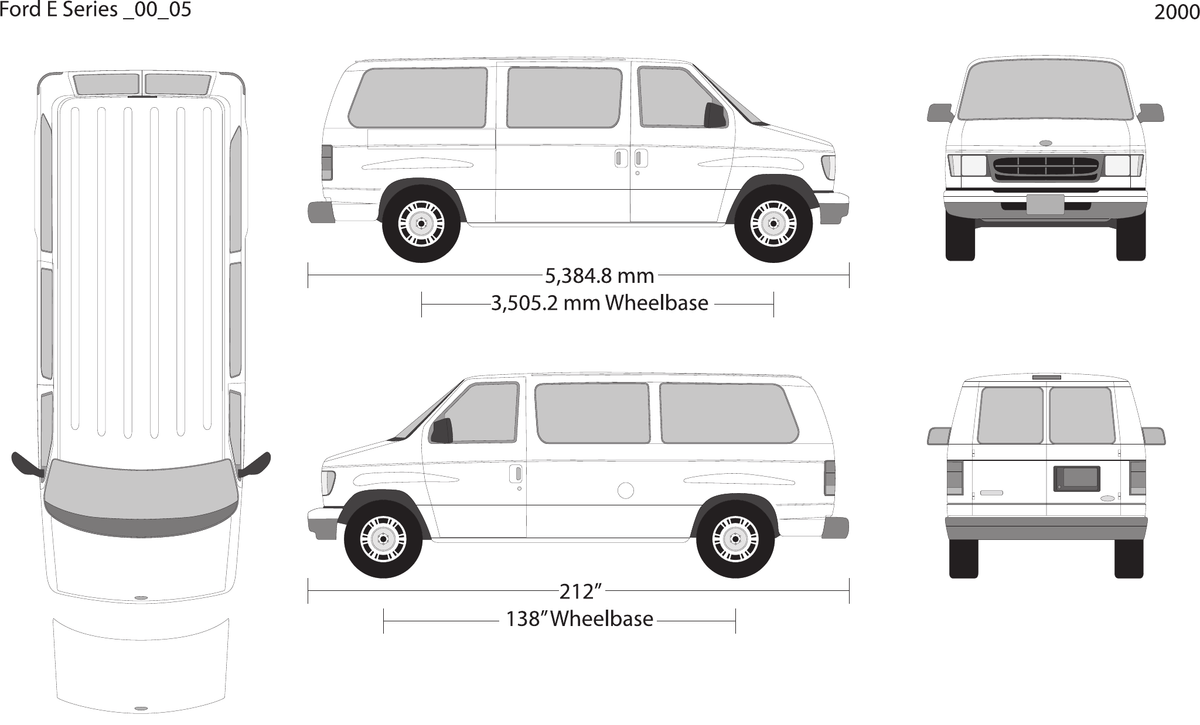 2000 Ford E Series vector wrap template V05, Design-Ready PDF - GravBase