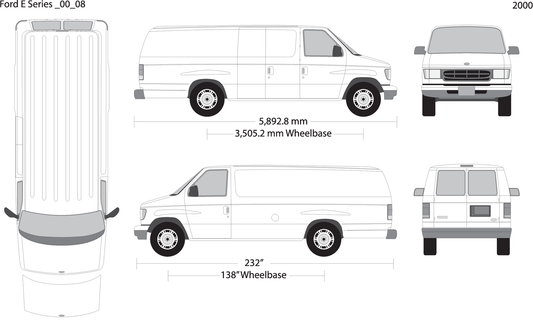 2000 Ford E Series V08 Vehicle Wrap Template