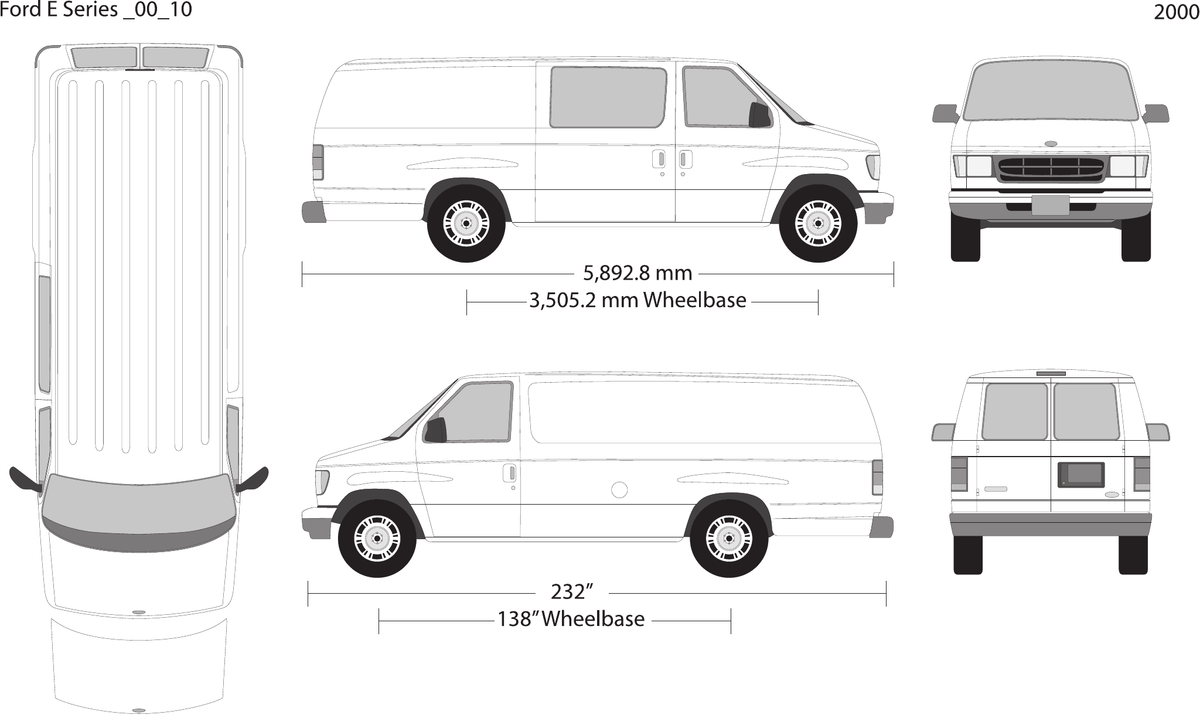 2000 Ford E Series vector wrap template V10, Design-Ready PDF - GravBase