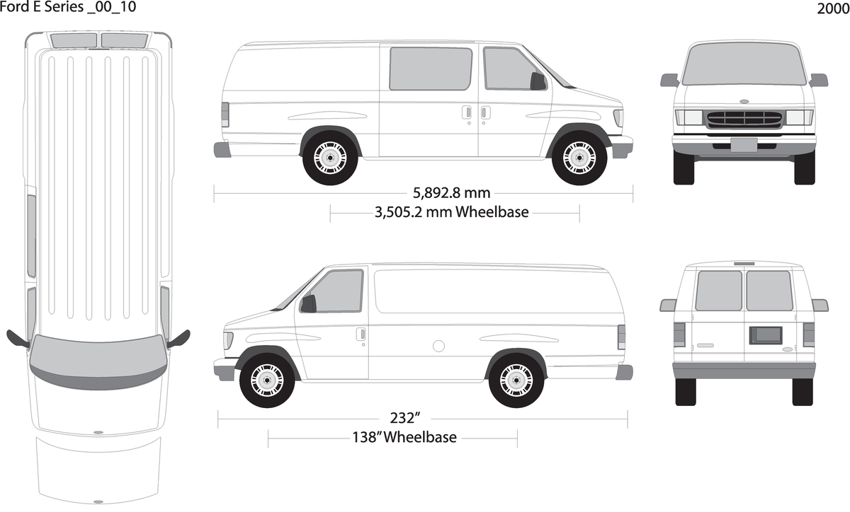 2000 Ford E Series V10 Vehicle Wrap Template