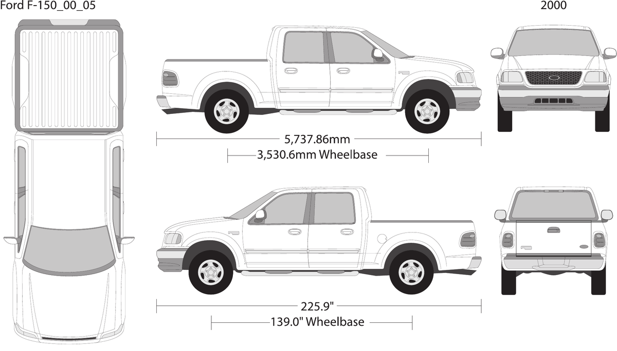 2000 Ford F-150 vector wrap template V05, Design-Ready PDF - GravBase