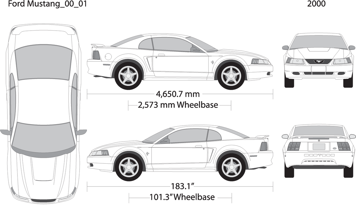 2000 Ford Mustang V01 Vehicle Wrap Template