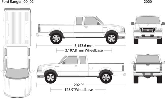 2000 Ford Ranger vector wrap template V02, Design-Ready PDF - GravBase
