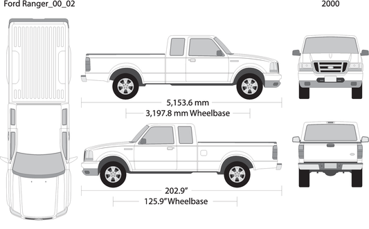 2000 Ford Ranger V02 Vehicle Wrap Template