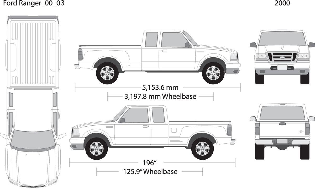 2000 Ford Ranger V03 Vehicle Wrap Template