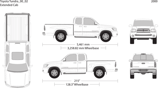 2000 Toyota Tundra vector wrap template V02, Design-Ready PDF - GravBase