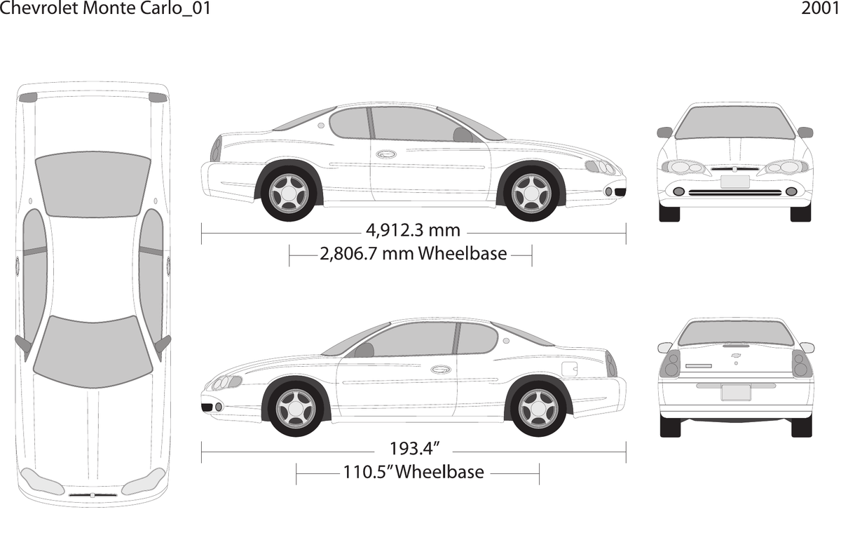 2001 Chevy Montcarl vector wrap template, Design-Ready PDF - GravBase
