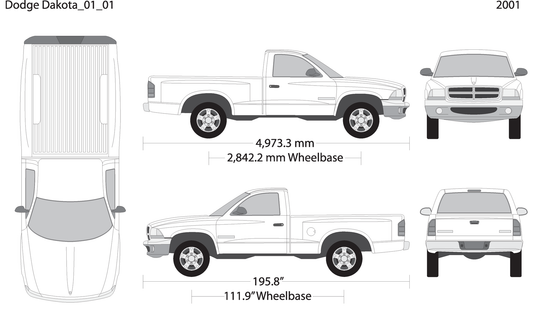 2001 Dodge Dakota V01 Vehicle Wrap Template