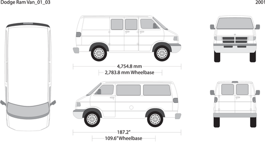 2001 Dodge Ram Van V03 Vehicle Wrap Template
