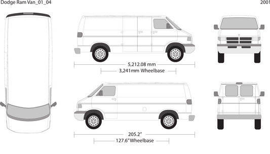2001 Dodge Ram Van vector wrap template V04, Design-Ready PDF - GravBase