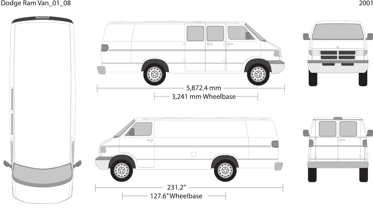 2001 Dodge Ram Van Vector Wrap Template - GravBase