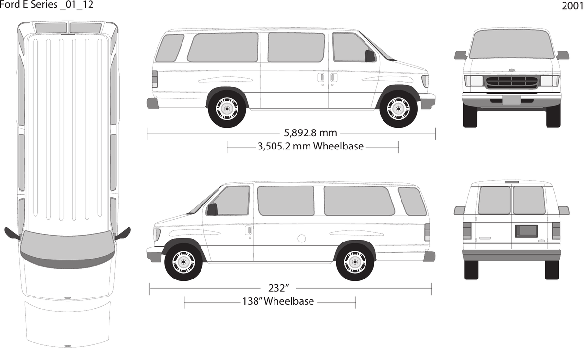 2001 Ford E Series Vector Wrap Template - GravBase