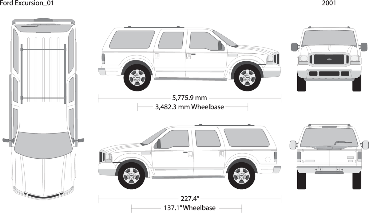 2001 Ford Excursion V01 Vehicle Wrap Template