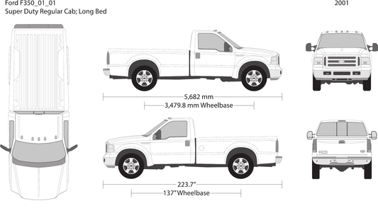 2001 Ford F-350 vector wrap template V01, Design-Ready PDF - GravBase