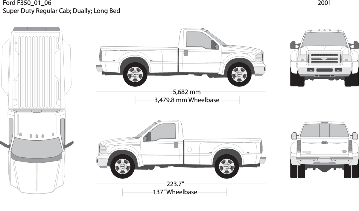 2001 Ford F 350 V06 Vehicle Wrap Template