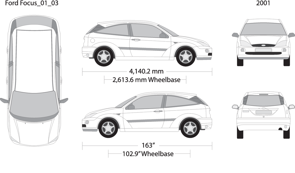 2001 Ford Focus V03 Vehicle Wrap Template